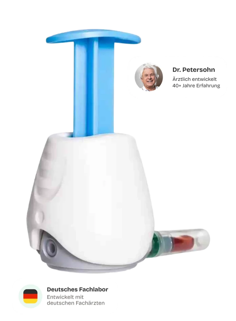 Bluttest-Gerät von Dr. Petersohn mit Probenröhrchen